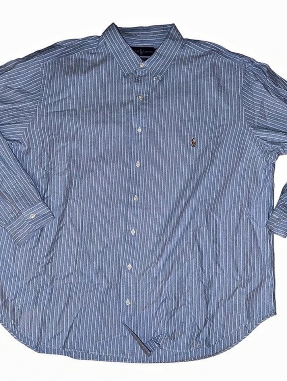 Men’s Polo Ralph Lauren Classic Fit Striped Cotton Button Down Blue 2XB